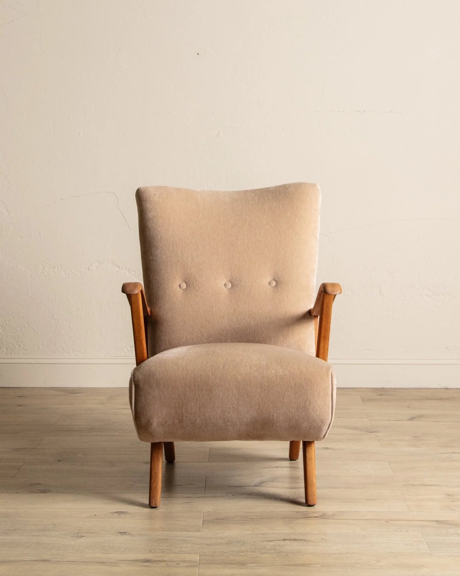 Oak & Taupe Mohair Lounge Chair, Sweden, 1940's
